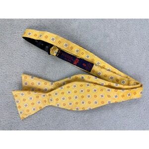Rooster Bow Tie Yellow Geometric Pattern Silk Adjustable Pre Tied Men